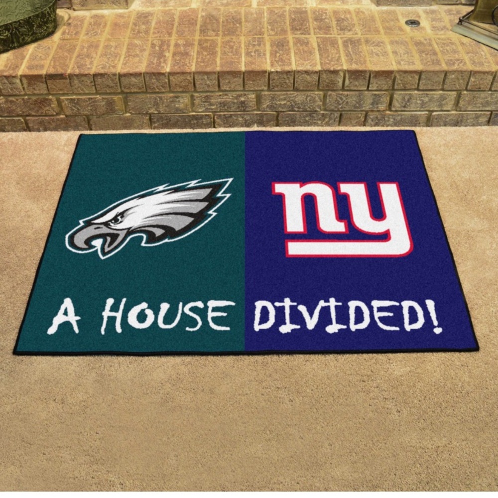 33.75" x 42.5" Green NFL Eagles and Giants House Divided Rectangular Rug